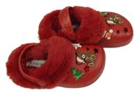 Červené zateplené gumové crocs s medvídkem Primark vel. 24