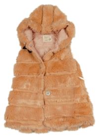 Oranžová kožešinová zateplená vesta s kapucí Big Cock