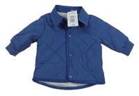 Nové - Tmavomodrá šusťáková prošívaná zateplená bunda s límečkem Matalan