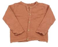 Starorůžový žebrovaný propínací svetr Nutmeg