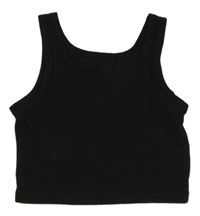Černý žebrovaný crop top 