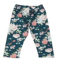 Tmavozelené květované kalhoty 