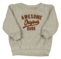 Béžová melírovaná oversize mikina s nápisem Matalan