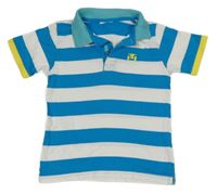 Azurovo-bílé pruhované polo tričko s traktorem Topolino