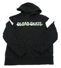 Černo-bílá mikina s nápisem a kapucí C&A