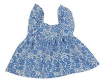 Bílo-modrý květovaný halenkový top 