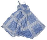 Modro-bílé vzorované lehké šaty s kytičkami H&M
