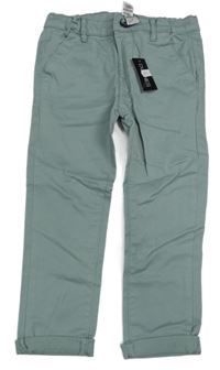Nové - Zelenošedé plátěné chino kalhoty Dunnes