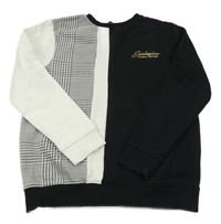 Černo-bílo-vzorovaná mikina s nápisem George 