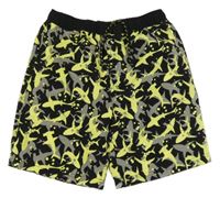 Černo-žluté plážové kraťasy se žraloky Y.F.K. 