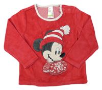 Červené plyšové pyžamové triko s Mickeym Disney + C&A