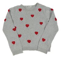 Šedý crop svetr se srdíčky H&M