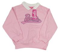 Nová - světlerůžová mikina s logem a bílým límečkem Barbie