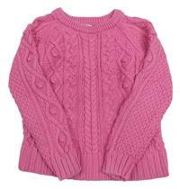 Růžový vzorovaný svetr s bambulkami GAP 