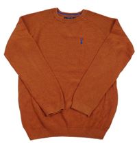 Cihlový melírovaný žebrovaný svetr s výšivkou Next