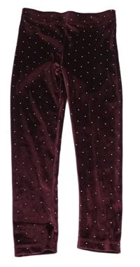 Vínové puntíkaté sametové legíny Tu