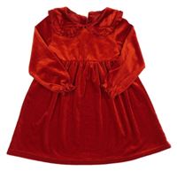 Červené lesklé sametové šaty s límečkem St. Bernard