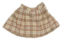 Smetanovo-hnědo-starorůžovo-oranžová kostkovaná vlněná sukně F&F