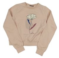 Světlerůžová crop mikina s kytičkou DESTINATION