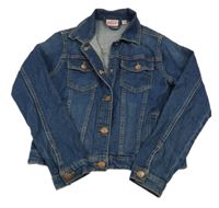 Tmavomodrá tepláková riflová crop bunda s límečkem alive