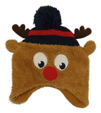 Hnědo-tmavomodrá huňato/pletená čepice - sob C&A