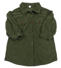 Khaki manšestrové propínací košilové šaty 