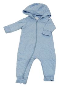 Modrá melírovaná prošívaná vyteplená kombinéza s kapucí pure baby