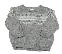 Šedo-bílý melírovaný svetr se vzorem name it.