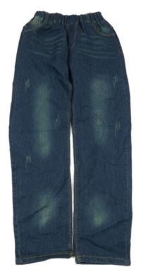 Tmavomodré rifle ošoupaného vzhledu a číslem 