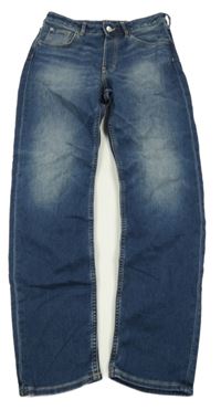 Modré relaxed fit tapered leg teplákové rifle H&M