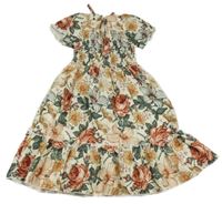Smetanové šaty s kytičkami 