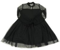 Černé puntíkaté tylové šaty SHEIN