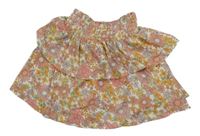 Smetanová květovaná mačkaná vrstvená sukně George