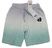 Nové - světlefialovo-bílo-mátové ombré teplákové kraťasy F&F