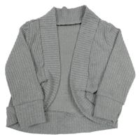 Šedý melírovaný žebrovaný úpletový cardigan