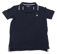 Tmavomodro-bílé polo tričko s výšivkou RESERVED