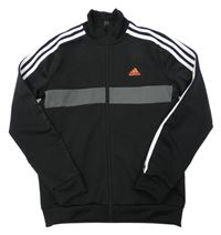 Černo-tmavošedo-bílá propínací sportovní mikina mikina Adidas