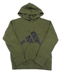 Khaki mikina s kapsou a kapucí Adidas