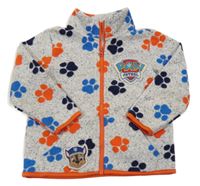 Šedo-bílá melírovaná fleecová propínací mikina s PAW PATROL nickelodeon
