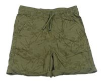 Khaki plátěné kraťasy s palmami Primark