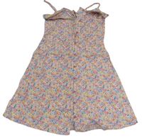 Růžovo-modro-žluté květované propínací lehké šaty  Primark