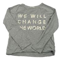 Šedé melírované triko s nápisem H&M