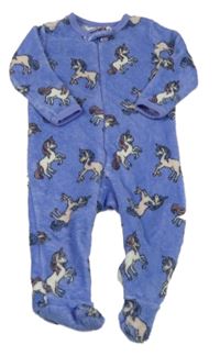Modrý chlupatý overal s jednorožci Primark
