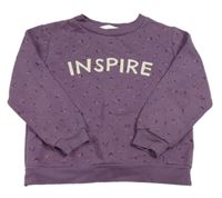 Fialová květovaná mikina s nápisem H&M