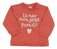 Korálová mikina s nápisem a srdcem H&M