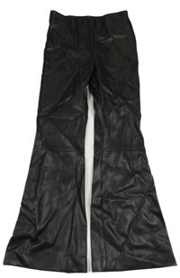 Černé koženkové flare kalhoty Zara