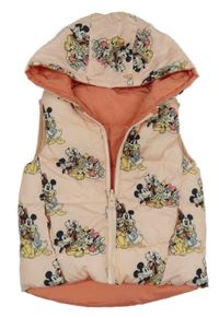 Růžová šusťáková zateplená vesta s Minnie s přáteli a kapucí Primark