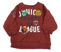 Vínová oversize mikina s nášivkami a nápisem Next