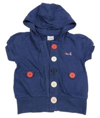 Tmavomodré teplákové propínací tričko s kapucí Next