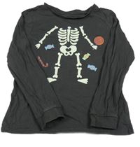 Antracitové triko s kostmi a sladkostmi Pocopiano